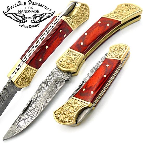 handmade damascus folding knives